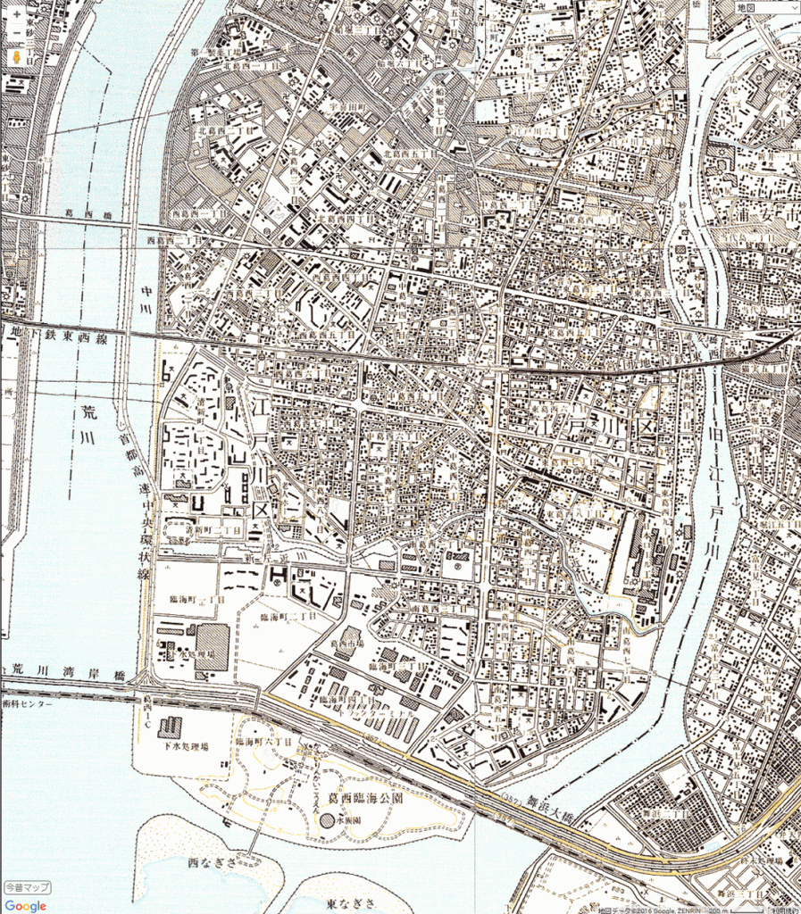 画像　1992年（平成4）～1995年（平成7）の江戸川区の地図