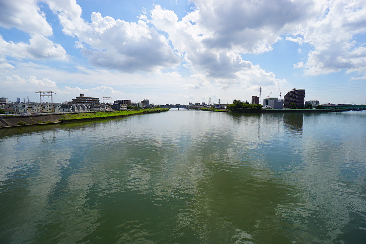 画像　中川と新中川の分岐地点の風景１