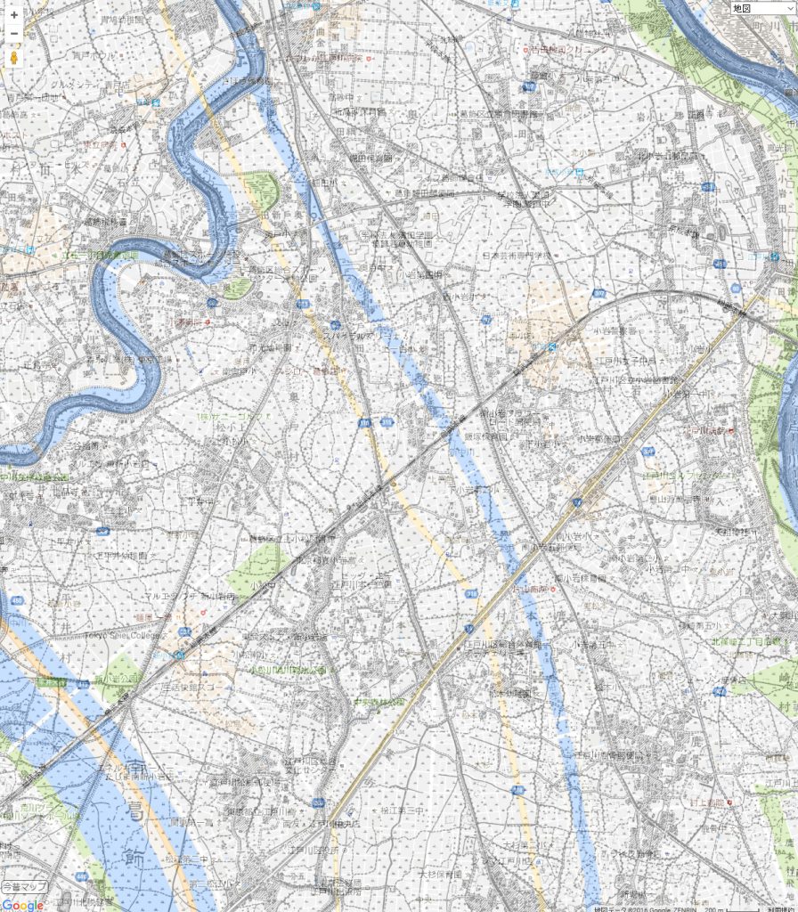 画像　明治42年と平成28年の中川の地図