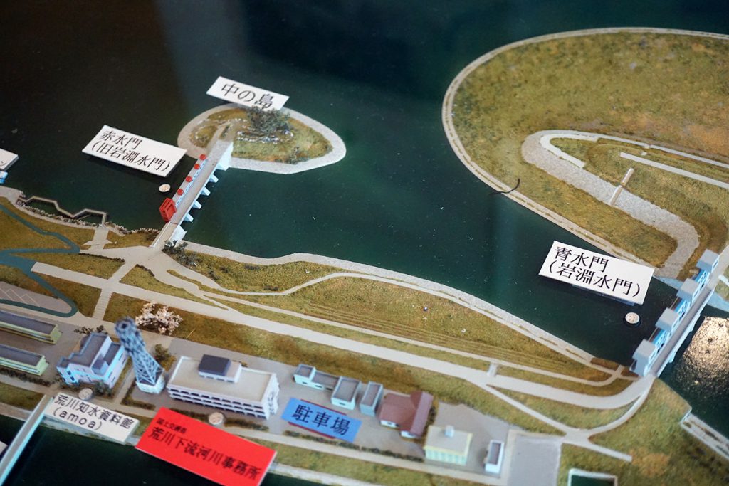 画像　知水資料館アモアにある岩淵水門のジオラマ