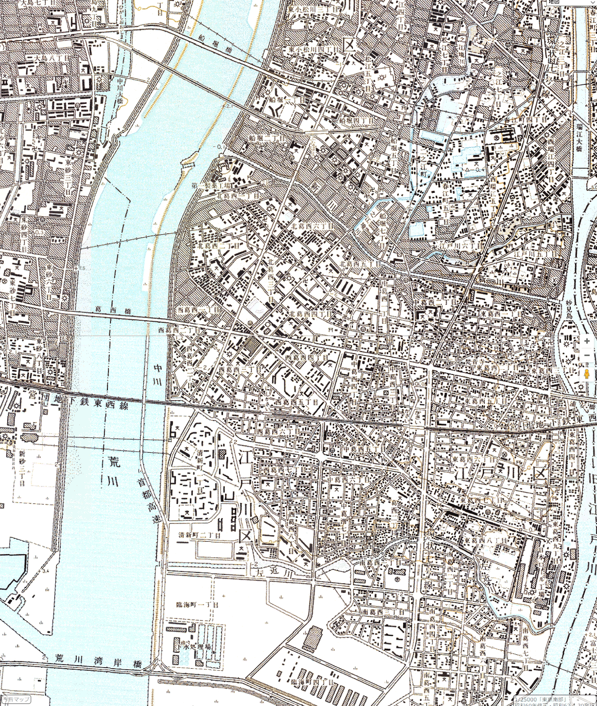 画像　葛西海岸堤防（昭和60年の地図）