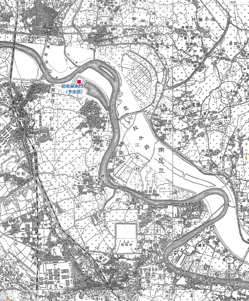 画像　大正4年（1915）の旧岩淵水門周辺の地図 